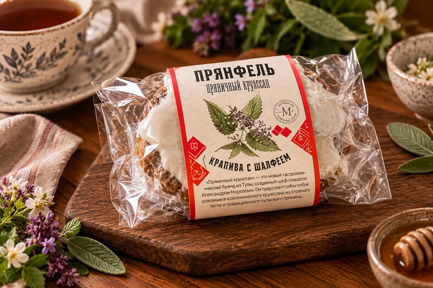 Прянфель пряничный круассан с крапивой и шалфеем